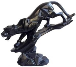 Black Panther Sculpture - Geometric Art Piece Featuring a Majestic Big Cat