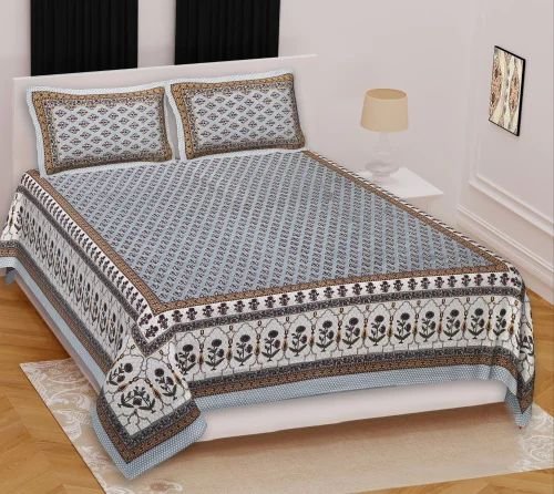 Printed Cotton Double Bed Sheet Set with 2 Pillow Covers | 100% Breathable Cotton Bedding | Vibrant Traditional Print | Durable & Machine-Washable