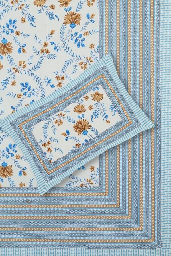 Jaipuri 100% Cotton King?Size Bedsheet ? Traditional Rajasthani Floral & Paisley Print, Soft & Breathable Home Bedding