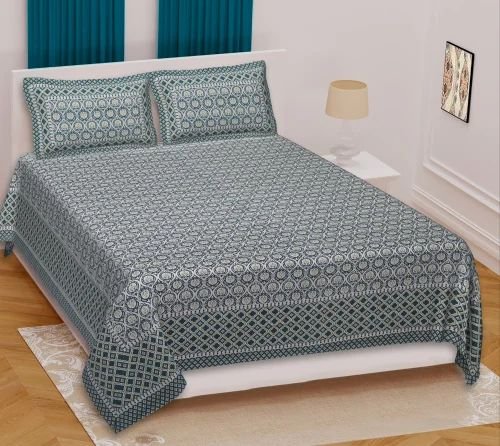 117-500x500-1.jpg Premium 100% Cotton Printed Bedsheet Set | Soft Breathable King/Queen Size Bed Linen | Vibrant Floral / Geometric Design | Includes 2 Pillow Covers