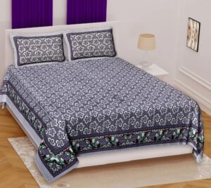 Premium 100% Cotton Jaipuri Print Double / Queen Bedsheet ? Soft, Breathable Indian Rajasthani Design ? Durable & Hypoallergenic Bed Sheet Set