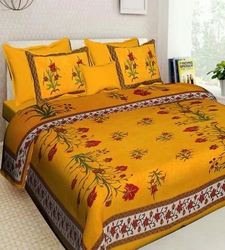 12-01-500x500-1.jpg Premium Cotton Double Bedsheet ? 100% Pure Cotton, Traditional Block Print Design, Soft & Breathable Home Linen
