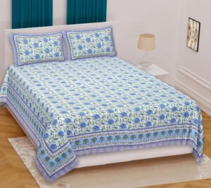 Jaipuri Printed Cotton King Size Double Bedsheet ? Soft, Breathable, Durable, Handcrafted Indian Bedding size 90*108