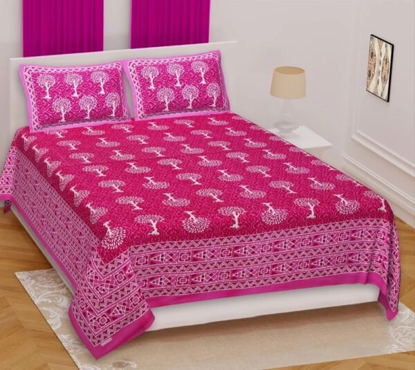 160-1000x1000-2.jpg Jaipuri Printed 100% Cotton Double Bedsheet with 2 Pillow Covers ? Soft, Breathable Ethnic Bed Linen