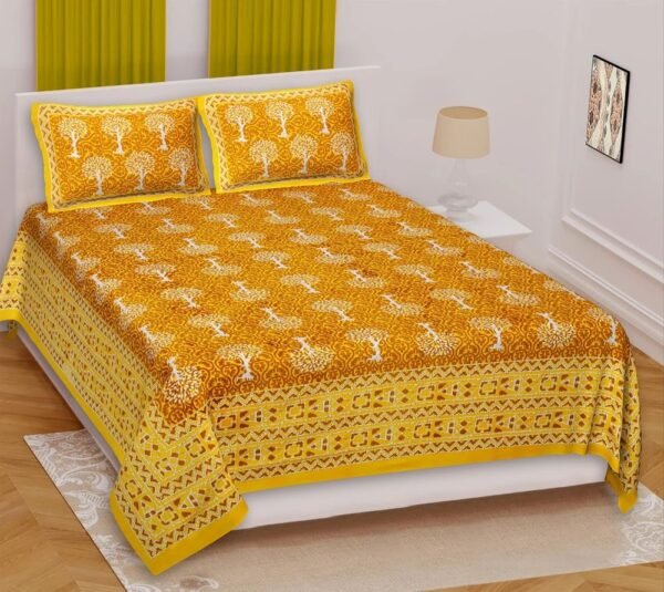 162-1000x1000-1.jpg Jaipuri Printed 100% Cotton Double Bedsheet with 2 Pillow Covers ? Soft, Breathable Ethnic Bed Linen