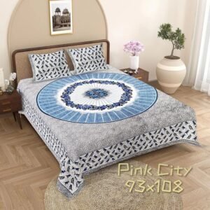 Premium Cotton Double / Queen Bedsheet ? 100% Soft Cotton, Traditional Block Print Design, Breathable & Durable