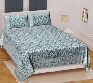 Premium 100% Cotton Jaipuri Print Double / Queen Bedsheet ? Traditional Rajasthani Floral Design, Soft & Breathable Bed Sheet for Home & Gift