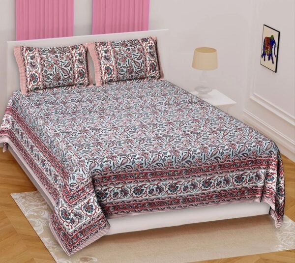 Jaipuri King Size Cotton Bedsheet ? Premium Soft Printed Double Bed Sheet for Bedroom, Lightweight & Durable