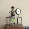 Decorative Sitting Doll with Clock in Metal | Handcrafted Table Showpiece with Timepiece | Unique Home & Office D?cor Gift Item