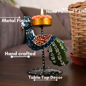 Metal Peacock Lite Holder for Decoration Elegant Tealight Candle Stand for Living Room Gifting