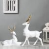2-11.jpg Elegant White & Gold Deer Figurine Set - Modern Resin Antler Sculptures for Home Decor