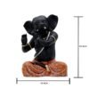 Black Lord Ganesha Idol in Dancing Pose Polyresin Ganpati Statue with Orange Dhoti for Home Temple Decor, 6 Inch