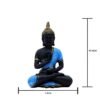 Decorative Buddha Statue, Black and Blue with Gold Accents, 25.4 cm x 17.8 cm, Meditation Pose