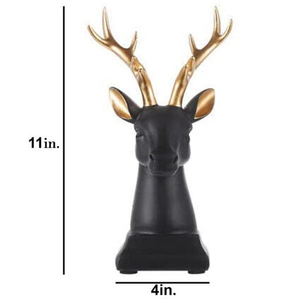2-14.jpg Elegant Black Deer Head with Gold Antlers - Contemporary Wall Hanging Sculpture