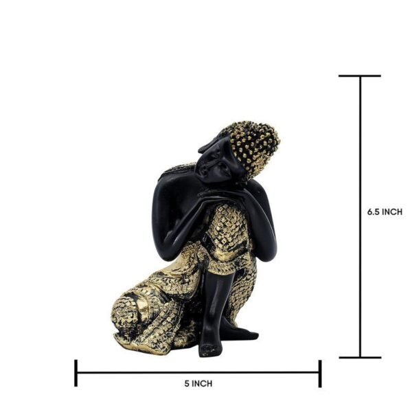 Resting Buddha Showpiece Statue, Black and Gold, 16.5 cm x 12.7 cm