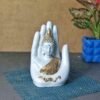 2-16-1.jpg Polyresin Hand Palm Buddha Idol Showpieces for Living Room,Gift Items for Diwali,Decoration Item for Home decor,Table Decorations(White Buddha)