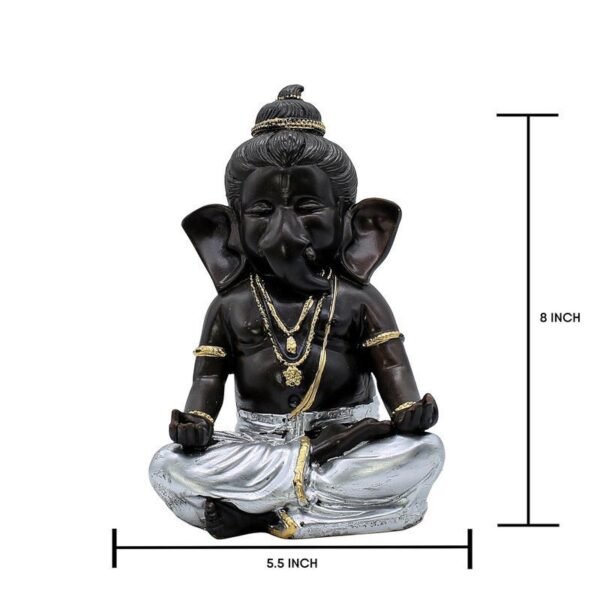 2-2-2.jpg Lord Ganesha Idol for Home Decor | Black & Silver Meditating Ganpati Statue | Polyresin Ganesh Murti for Pooja Room, Office, Car Dashboard & Gift 6 Inch