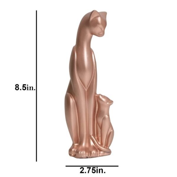 Rose Gold Cat Statue - Elegant Mother and Kitten Sculpture for Home Decor