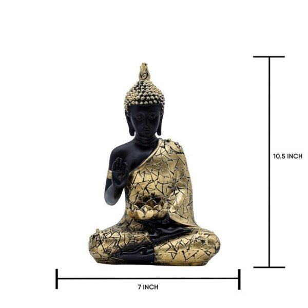 Decorative Buddha Statue, Black and Gold Mosaic Design | Buddha Idols for Home Decor, 26.7 cm x 17.8 cm