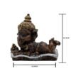 Ganesha on Conch Shell Statue - Metal Gold Accents Decorative Figurine for Pooja Room & Meditation