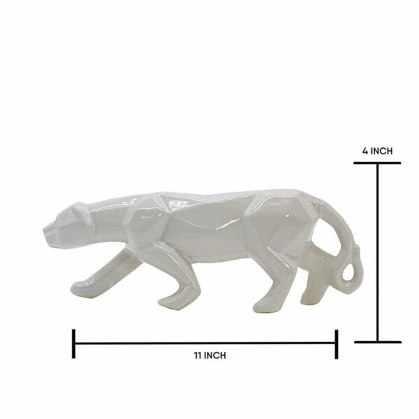 White Ceramic Panther Figurine Elegant Home Decor Animal Sculpture