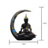 Decorative Buddha Statue on Crescent Moon, Black with Colourful Mosaic Pattern, 20 x 15 cm