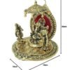 Golden Ganesha Statue with Riddhi Siddhi - Brass - Hindu God Showpiece for Home Decor & Gifting
