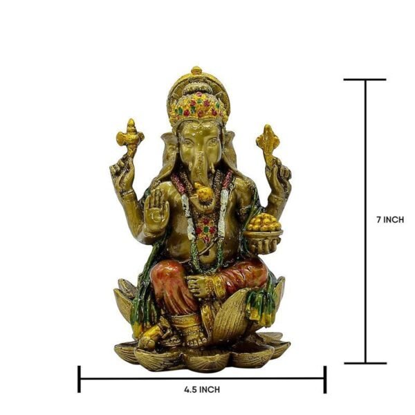 Golden Ganesha Statue - Remover of Obstacles - Hindu God Decorative Figurine for Home & Office