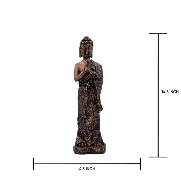 Standing Buddha Statue Showpiece, 36.8 cm x 11.4 cm, Meditation Pose, Home Decor