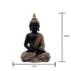 2-30-1.jpg Meditating Sitting Buddha Statue Showpiece Idol Home Decor Items with Gold Crown and Carved Robe, Black and Orange, 28 cm x 15 cm