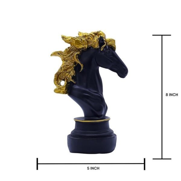 Black and Gold Horse Head Statue Luxurious Decor for Home Office