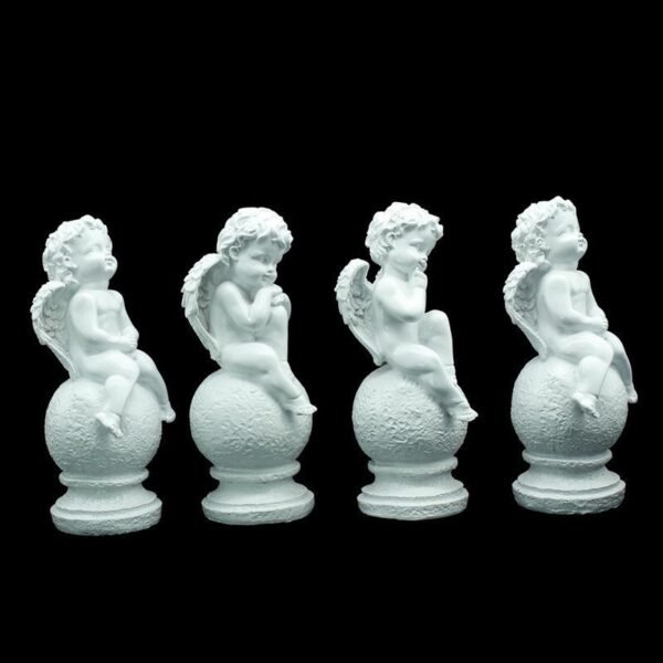 2-32-1.jpg White Angel Figurine Set of 4, Decorative Garden Statues, 8 Inch Height, 3-3.5 Inch Width