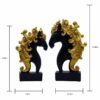 Elegant Black and Gold Horse Statues - Majestic Decorative Accents for Home and Office