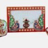 2-35-2.jpg Handcrafted Marble Ganesha Chowki with Diya Decorative PUJA Thali Set for Roli, Chawal, Temple & Home decor Festive Diwali & Ganesh Chaturthi Gift