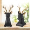 2-4.jpg Modern Resin Deer Bust with Gold Antlers - Sleek Black & White Animal Decor for Home & Office