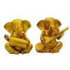 2-4-2.jpg Set of 2 Musical Lord Ganesha Idols | Golden Ganpati Playing Tabla & Sitar | Polyresin Ganesh Statue for Home Decor, Pooja Room, Office & Festive Gift