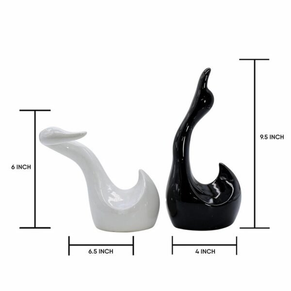 Black & White Swan Sculpture Duo - Elegant Modern Decor Accent