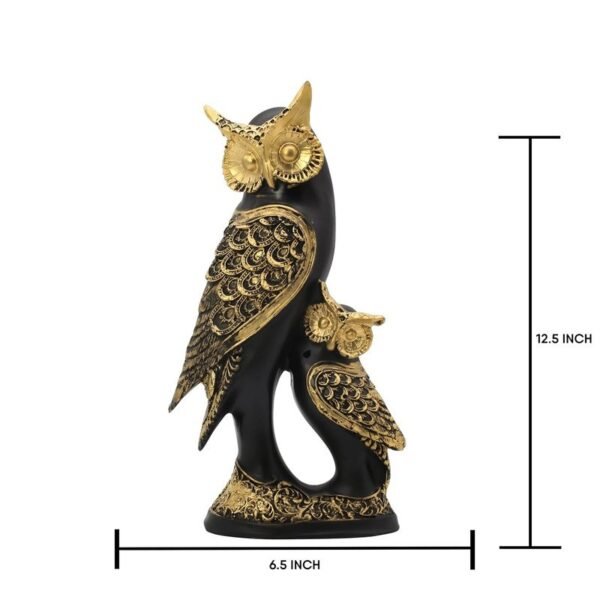 Black & Gold Owl Sculpture - Elegant Home & Office Decor
