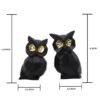Modern Black Owl Figurine Duo - Gold-Eyed Sculptural Home Decor