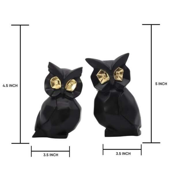 Modern Black Owl Figurine Duo - Gold-Eyed Sculptural Home Decor