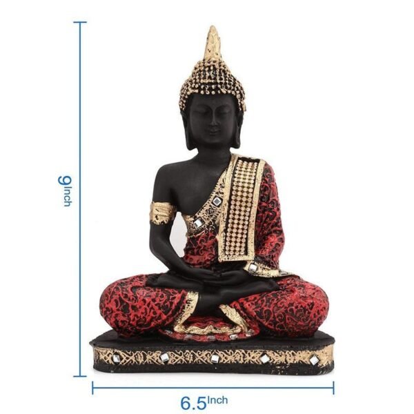 Elegant Resin Seated Buddha Statue, Black & Red with Gold Accents, Meditating Zen Figurine for Home Decor, Yoga, Altar & Feng Shui Gift