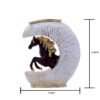 Gold-Accented Crescent Horse Vase - Modern Equestrian Decor