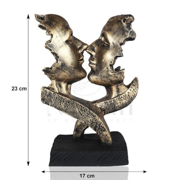 Elegant Kissing Couple Bronze Finish Sculpture - Perfect for Home, Office, or Garden Decoration, Romantic Gift for Loved Ones
