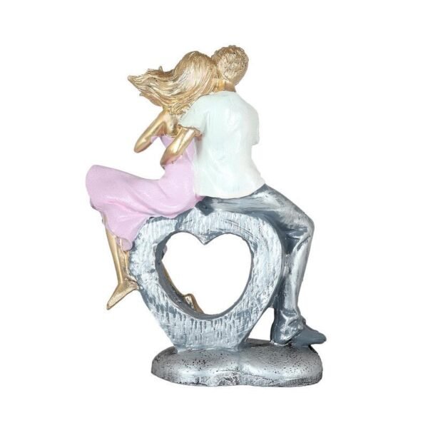 Romantic Couple Figurine Sitting on Bench Hand-Painted Resin Love Statue, Anniversary & Valentines Day Gift for Home Decor