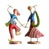 Table Top Metal Dandiya Couple Blue | Handcrafted Decorative Showpiece for Home & Office D?cor | Artistic Rajasthani Folk Dance Figurine
