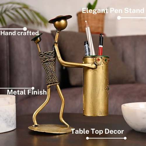 2-500x500-1.png Decorative Metal Lady Baby Pen Stand | Handcrafted Desk Organizer & Art Showpiece | Perfect Gift for Home, Office & Study Table