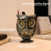 Handcrafted Metal Owl Pen Holder for Desk | Stylish Stationery Organizer | Artistic Home & Office Table Decor Gift