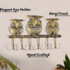 Beautiful Handcrafted Metal Golden Owl Key Holder | Hand Painted Wall Hanging Key Organizer | Perfect Gift for Home Decor