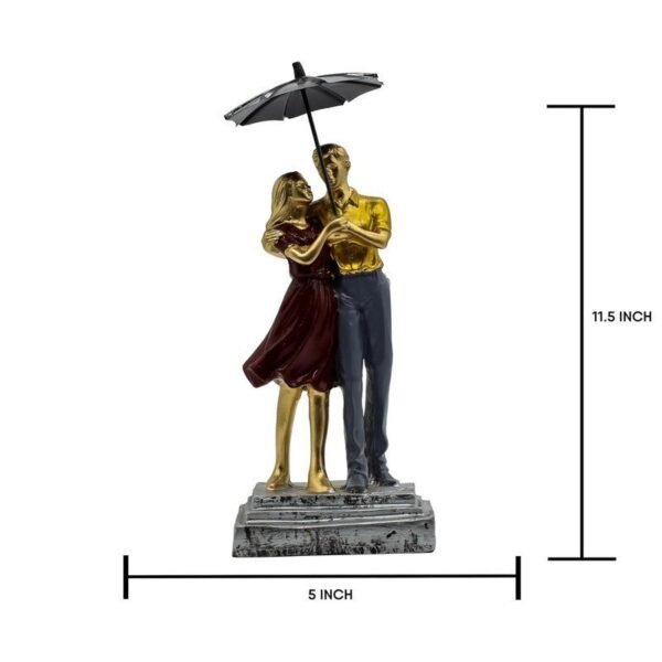 Romantic Couple Under Umbrella Resin Sculpture HandPainted Love Statue, Anniversary & Valentine's Day Gift for Home Decor