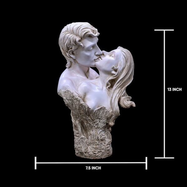 Love Forever Statue - Kissing Couple Sculpture - White Marble Effect - Home Decor Collectible